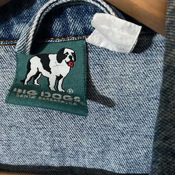 Vintage BIG DOGS Size Large Men's Embroidered Logo Denim Jean Jacket - Picture 2 of 6